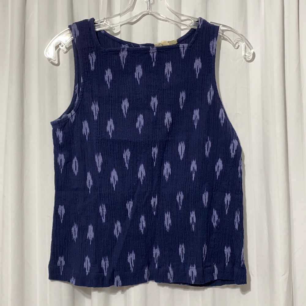 Eileen Fisher Blue Spotted Cropped Top